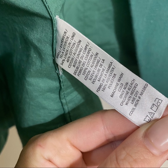 Loft Green Open Front Linen Blend Blazer Size 10 - Picture 7 of 7